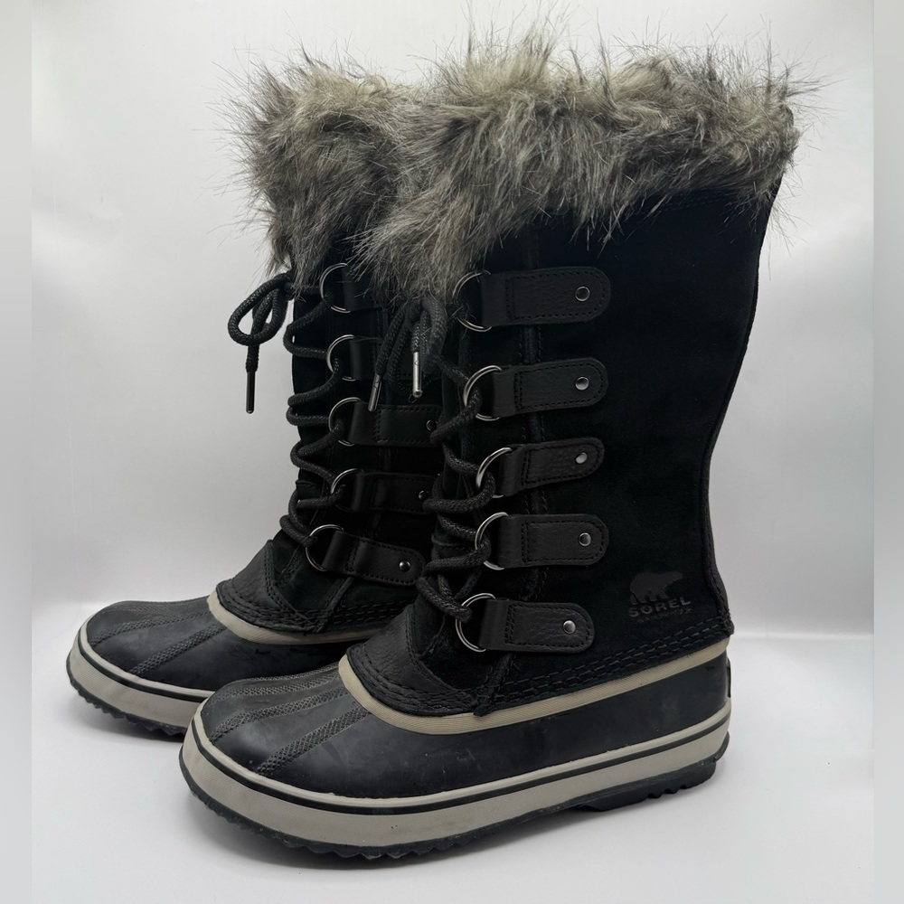 Sorel Women's Size 7 Joan of Arctic Waterproof Lace-Up Black Winter Boots